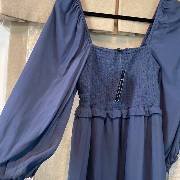 NICOLE MILLER Smocked Mini Dress NWT denim blue size M (b18) - Picture 5 of 5